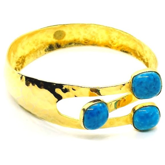 Hammered Gold Tone Tiara Bangle Necklace Ring Set - Picture 3 of 5